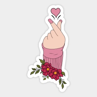 Korean Finger Heart Symbol Kpop Love Aesthetic Sticker